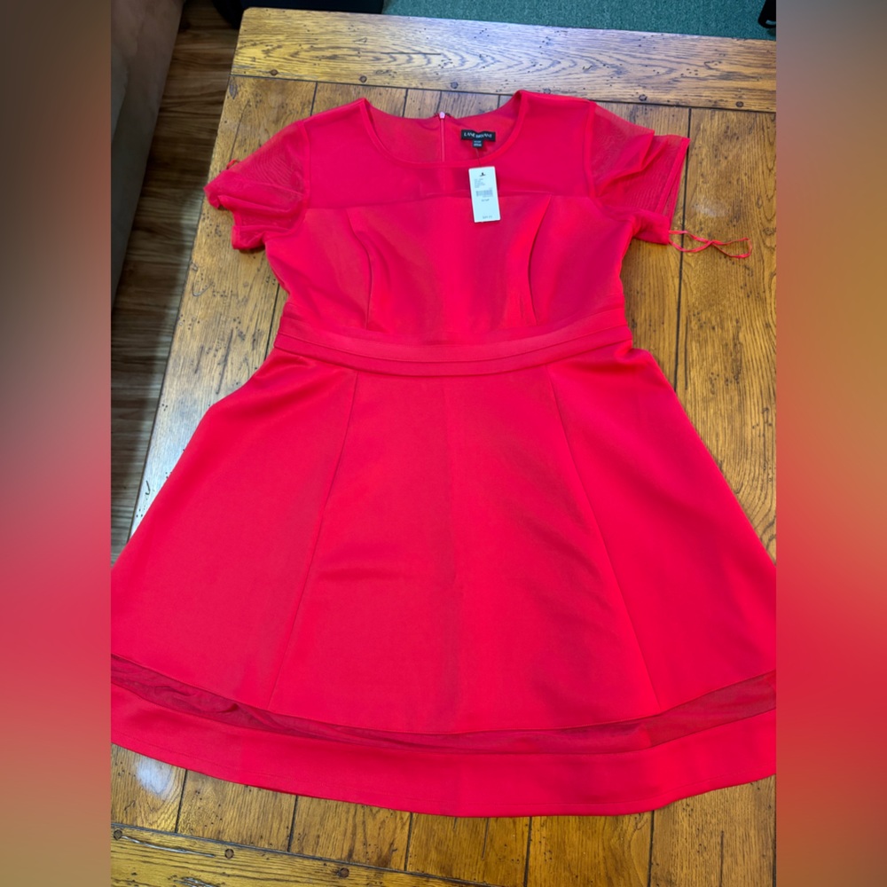 Red Lane Bryant Zip-Up Dress with Mesh Detailing